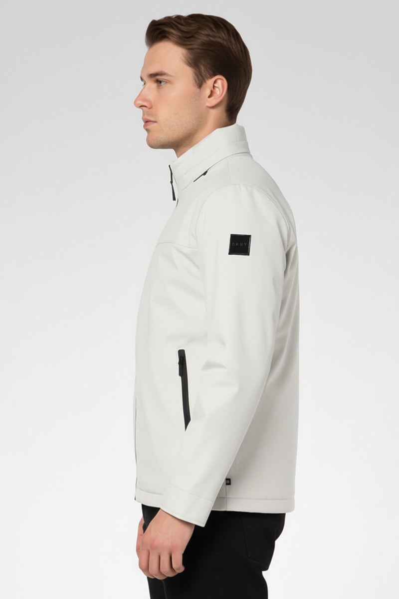 DKNY Men Solid Parka Jacket, Light Grey - Image 2